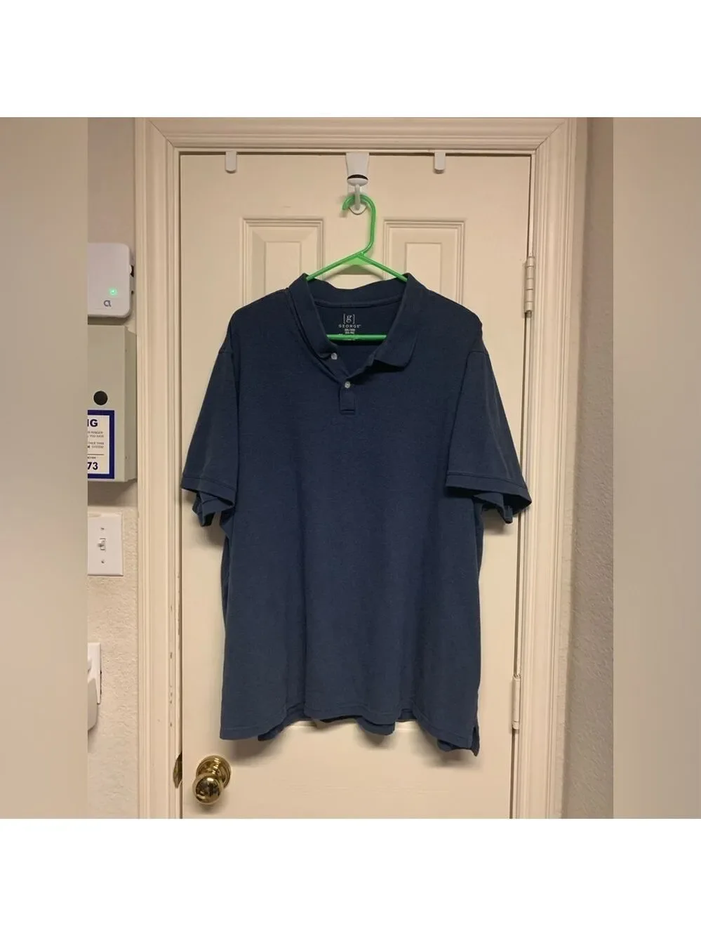 George navy mens polo shirt classic casual short sleeve cotton spandex size 3XL